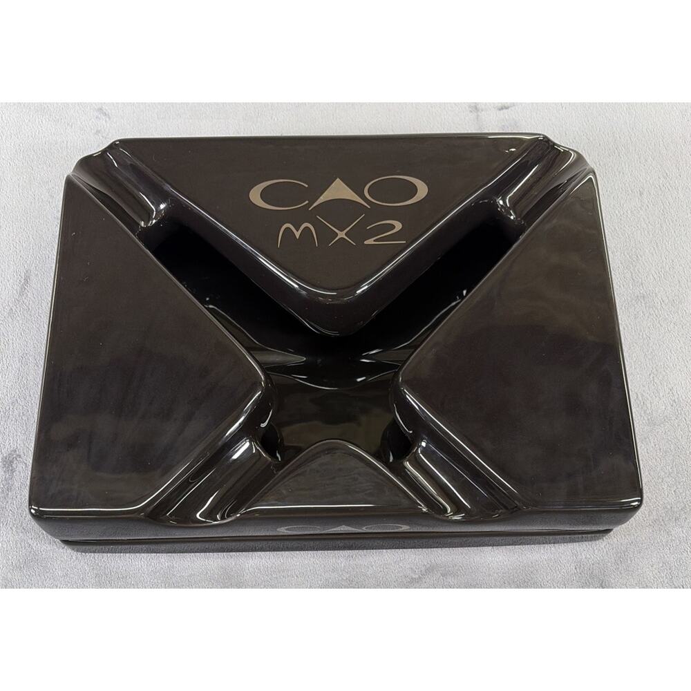 2009 CAO MX2 Ceramic Cigar Ashtray, Tabletop, 10 in x 7.5 inches, Black Charity